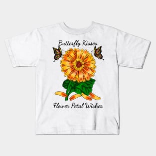 Butterfly Kisses Flower Petal Wishes Orange Kids T-Shirt